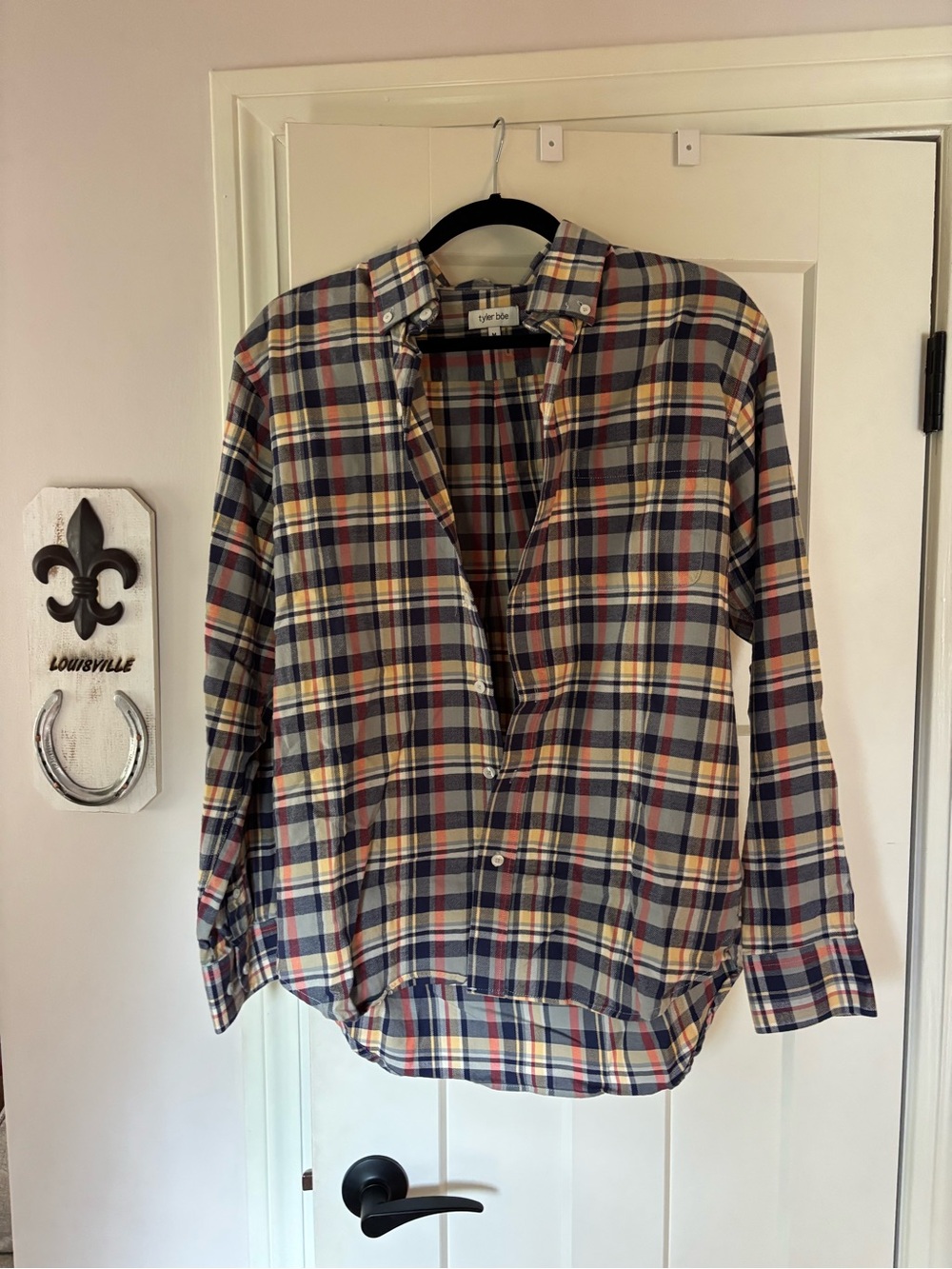 Tyler Boe Plaid Button-Down Shirt in Navy, Cream & Yellow